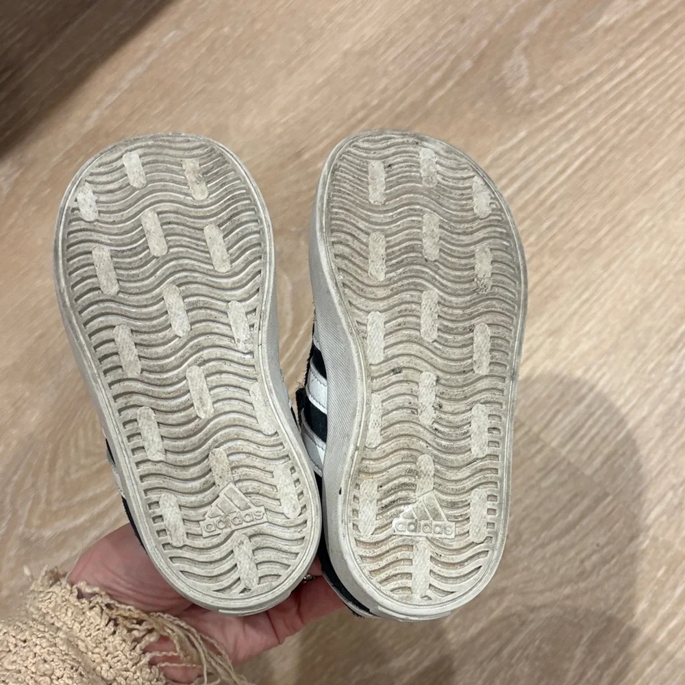 adidas Kids Black and White Velcro Sneakers - Picture 5 of 5